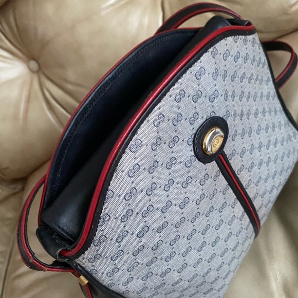 Gucci Handbags - Rare Vintage Gucci Handbag Micro GG Navy/Red 80's 90's